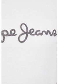 Pepe Jeans Bluza damska kolor kremowy z aplikacją. Okazja: na co dzień. Kolor: beżowy. Materiał: materiał. Długość rękawa: raglanowy rękaw. Wzór: aplikacja. Styl: casual #5