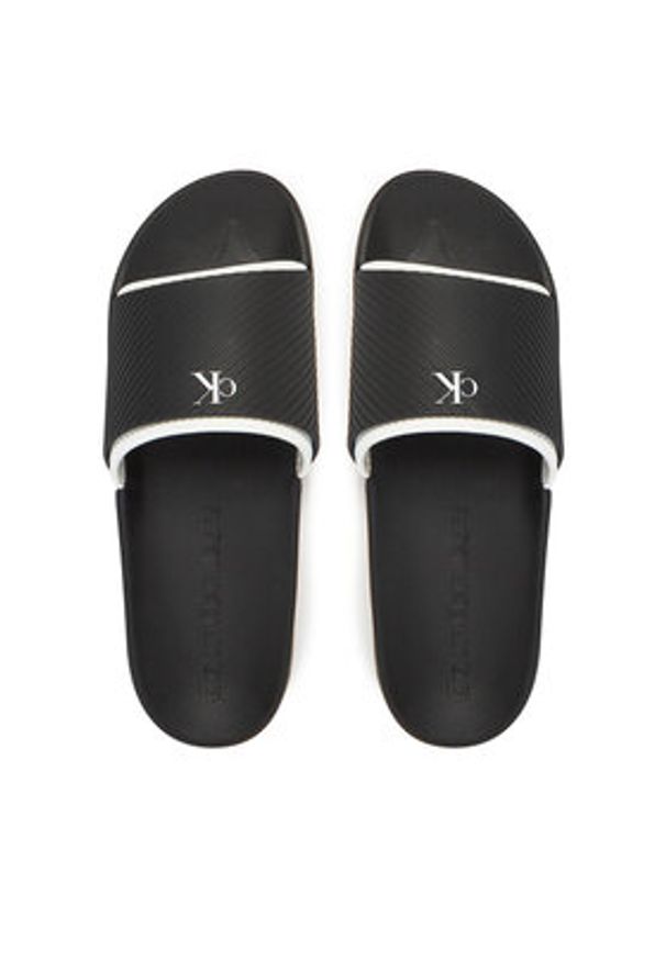 Calvin Klein Jeans Klapki Slide Rubber Neoprene Text YM0YM01234 Czarny. Kolor: czarny