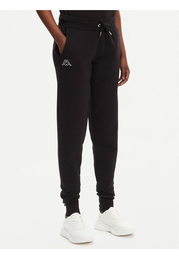 Kappa Spodnie dresowe 303MKI0 Czarny Regular Fit. Kolor: czarny. Materiał: bawełna