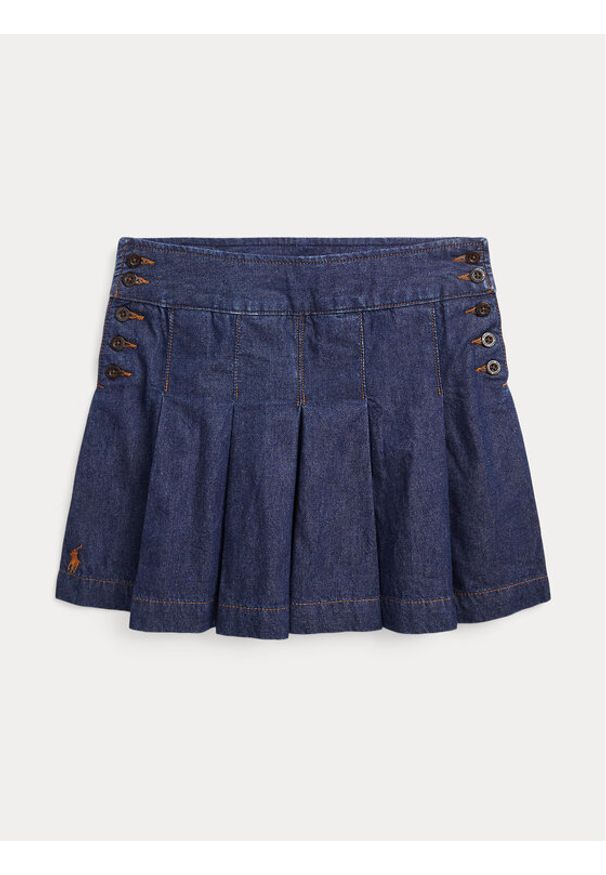 Polo Ralph Lauren Spódnica jeansowa Plted Skrt 313916431001 Niebieski Regular Fit. Kolor: niebieski. Materiał: bawełna