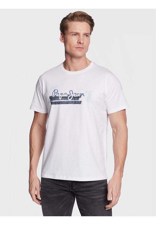 Pepe Jeans T-Shirt Rafa PM508673 Biały Regular Fit. Kolor: biały. Materiał: bawełna
