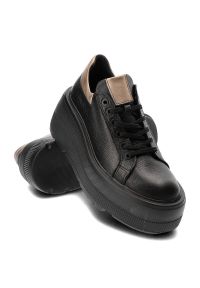 Czarne Sneakersy Armodo Modne Obuwie Damskie Na Platformie. Zapięcie: sznurówki. Kolor: czarny. Materiał: jeans, skóra. Obcas: na platformie. Sport: turystyka piesza #8