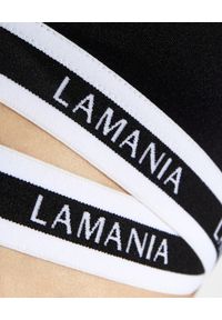 LA MANIA - Czarny top Tina z logo. Kolor: czarny. Materiał: bawełna, elastan. Wzór: nadruk #5