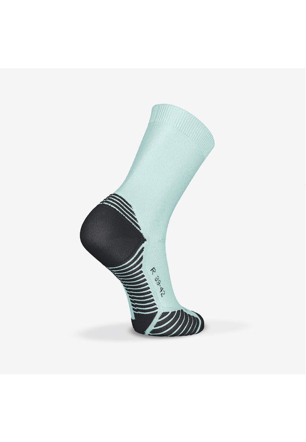 KIPRUN - Skarpetki do biegania Kiprun Run 500 wysokie grube 2 pary. Kolor: zielony. Materiał: poliamid, elastan. Wzór: ze splotem. Sport: bieganie