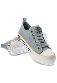 Big-Star - Niebieskie Trampki Big Star Damskie Stylowe Buty. Okazja: na spacer. Kolor: niebieski. Materiał: materiał. Szerokość cholewki: normalna. Styl: elegancki #4