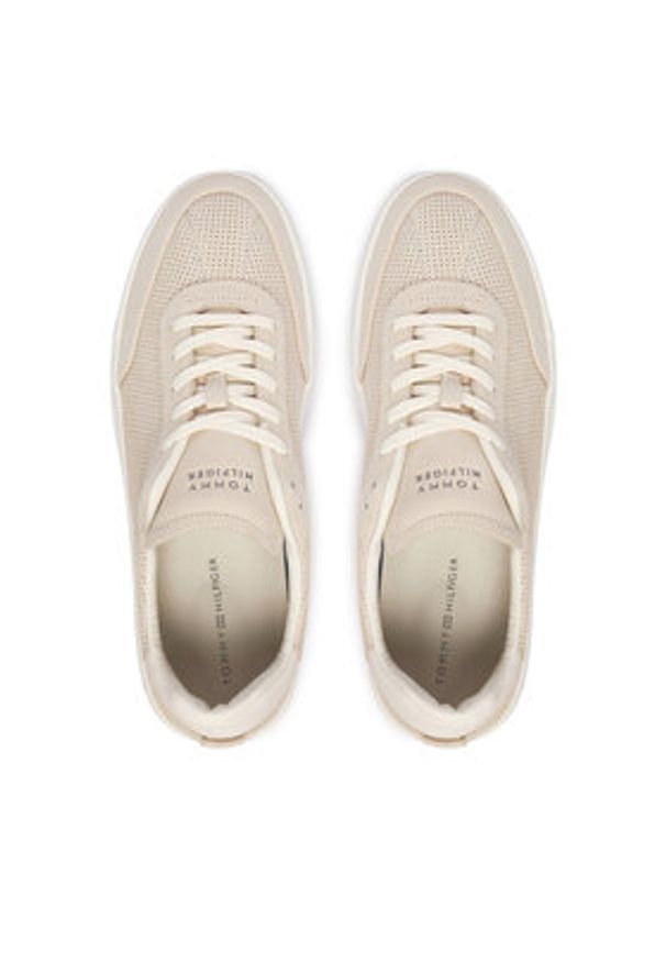 TOMMY HILFIGER - Tommy Hilfiger Sneakersy Th Court Best FM0FM05821 Beżowy. Kolor: beżowy. Materiał: nubuk, skóra