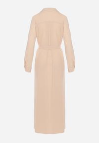 Born2be - Beżowa Rozpinana Sukienka Koszulowa z Regulowanymi Rękawami Grimoire. Kolor: beżowy. Typ sukienki: koszulowe. Styl: elegancki, wizytowy #7