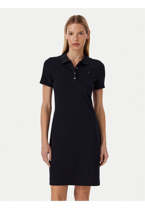 TOMMY HILFIGER - Tommy Hilfiger Sukienka codzienna 1985 Slim Pique Polo Dress Ss WW0WW42048 Granatowy Slim Fit. Okazja: na co dzień. Typ kołnierza: polo. Kolor: niebieski. Materiał: bawełna. Typ sukienki: proste. Styl: casual