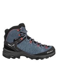 Damskie buty trekkingowe Salewa Trainer 2 Mid GTX. Wysokość cholewki: za kostkę. Zapięcie: sznurówki. Kolor: szary, niebieski, wielokolorowy. Materiał: materiał, syntetyk, zamsz. Szerokość cholewki: normalna. Sezon: zima. Sport: turystyka piesza #1