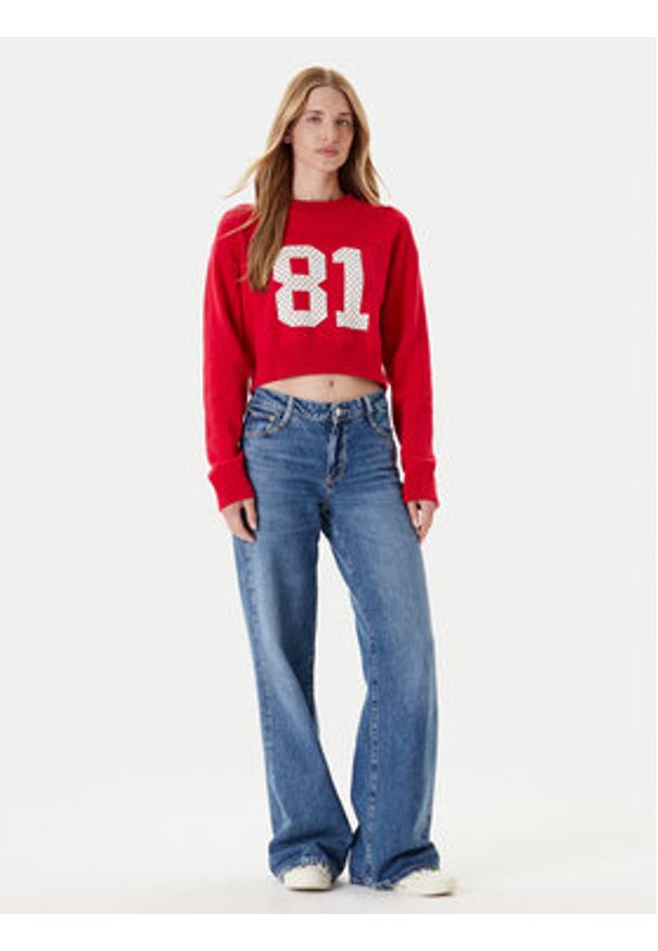 Guess Jeans Sweter W5YR33 Z3HM1 Czerwony Regular Fit. Kolor: czerwony. Materiał: bawełna
