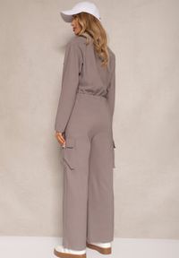 Renee - Szary Kombinezon w Stylu Utility Taliowany Liarael. Kolor: szary. Materiał: tkanina