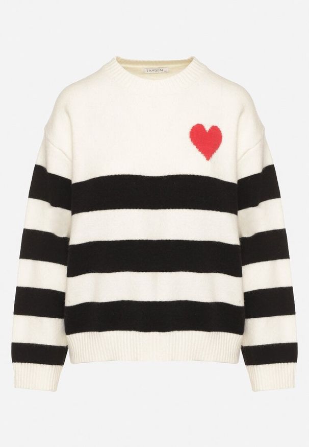 Born2be - Jasnobeżowy Sweter z Dodatkiem Kaszmiru o Prostym Kroju w Paski Venlire. Okazja: na co dzień. Kolor: beżowy. Materiał: kaszmir. Wzór: paski. Styl: klasyczny, casual