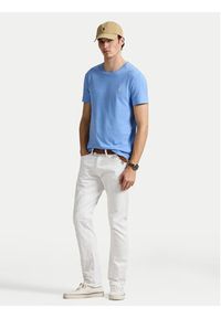 Polo Ralph Lauren T-Shirt 710671438454 Błękitny Custom Slim Fit. Typ kołnierza: polo. Kolor: niebieski. Materiał: bawełna #5