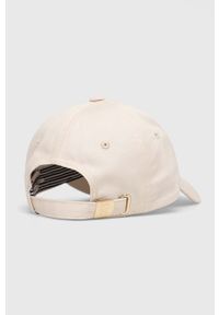 TOMMY HILFIGER - Tommy Hilfiger czapka z daszkiem bawełniana kolor beżowy gładka. Kolor: beżowy. Materiał: bawełna. Wzór: gładki #3