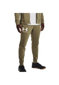 Spodnie sportowe męskie Under Armour Rival Terry Jogger. Kolor: biały, zielony, wielokolorowy. Materiał: dresówka. Sport: fitness