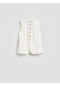 Reserved - Kamizelka z lnem - biały. Kolor: biały. Materiał: len