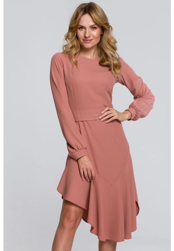 Sukienki.shop - Asymetryczna sukienka z falbaną w stylu flamenco. Typ sukienki: asymetryczne