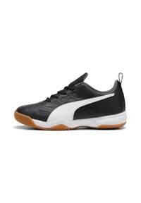 Buty na halę Puma Tenaz Jr Black White-Iron Gate. Materiał: guma, syntetyk, materiał. Sport: piłka nożna