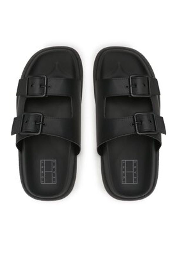 Tommy Jeans Klapki Sandal EM0EM01148 Czarny. Kolor: czarny. Materiał: skóra