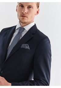 Pako Lorente - PAKO LORENTE – Granatowa wełniana marynarka garniturowa w kratę. Kolor: niebieski. Materiał: wełna. Styl: klasyczny #3