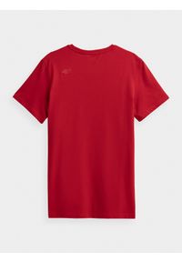 4f - T-shirt regular gładki męski. Kolor: czerwony. Materiał: bawełna. Wzór: gładki #2