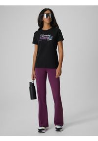 4f - 4F T-shirt regular z nadrukiem damski - czarny L. Okazja: na co dzień. Kolor: czarny. Materiał: dzianina, bawełna, dresówka, jeans. Wzór: nadruk. Styl: casual, klasyczny #2