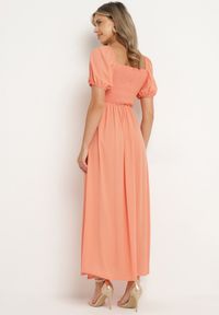 Born2be - Pomarańczowa Koktajlowa Sukienka Typu Hiszpanka z Rozcięciem Vikita. Typ kołnierza: dekolt hiszpanka. Kolor: pomarańczowy. Długość rękawa: krótki rękaw. Styl: wizytowy #6
