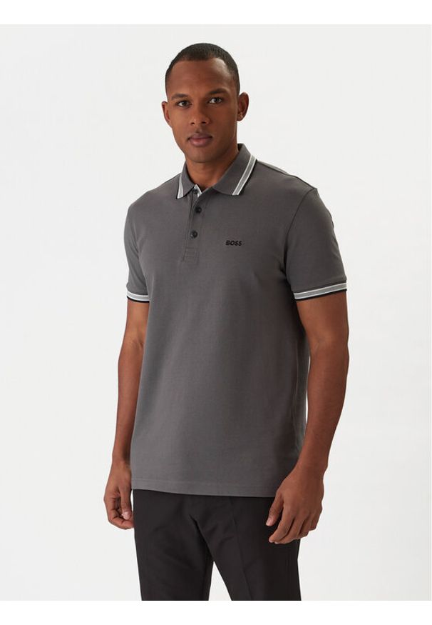 BOSS Polo Paddy 50469055 Szary Regular Fit. Typ kołnierza: polo. Kolor: szary. Materiał: bawełna