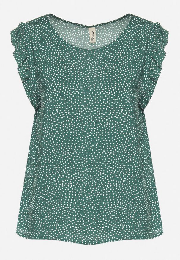 Born2be - Zielona Bluzka z Bawełny w Kropki Nappela. Okazja: na co dzień. Kolor: zielony. Materiał: bawełna. Długość rękawa: krótki rękaw. Długość: krótkie. Wzór: kropki. Styl: elegancki, casual, klasyczny