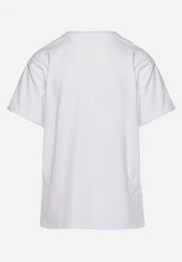 Born2be - Biały Bawełniany T-shirt z Ozdobnym Nadrukiem Jalliana. Okazja: na co dzień. Kolor: biały. Materiał: bawełna. Wzór: nadruk. Styl: casual #5