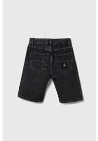 Calvin Klein Jeans szorty jeansowe dziecięce kolor czarny regulowana talia. Kolor: czarny #3