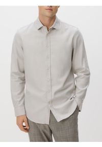 Reserved - Koszula slim z bawełny egipskiej - jasnoszary. Kolor: szary. Materiał: bawełna