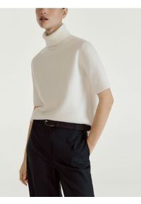 Reserved - Wełniany sweter - kremowy. Kolor: kremowy. Materiał: wełna #1