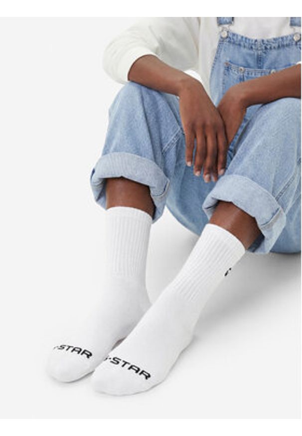 G-Star RAW - G-Star Raw Skarpety długie CEO_AS_G-STAR_313_W_AW25 (3-PACK) Biały. Kolor: biały. Materiał: bawełna