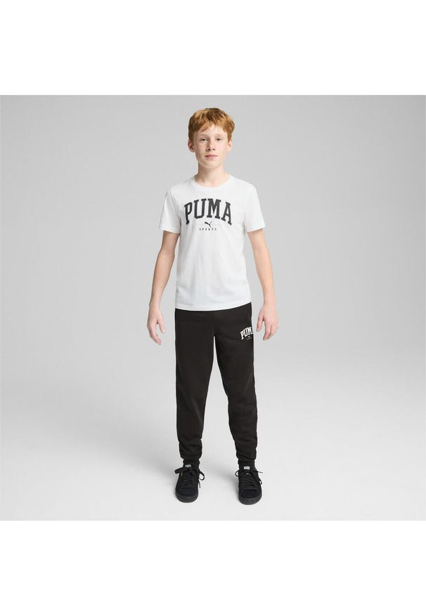 Koszulka sportowa chłopięca Puma Squad Big Graphic Tee. Kolor: biały. Materiał: bawełna. Długość rękawa: krótki rękaw. Długość: krótkie