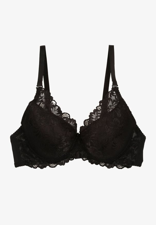 Born2be - Czarny Koronkowy Biustonosz Tonavia. Kolor: czarny. Materiał: koronka