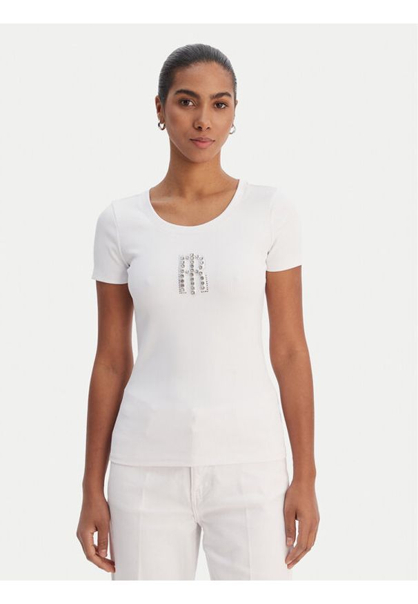 Fracomina T-Shirt FP26ST3001J42701 Biały Slim Fit. Kolor: biały. Materiał: syntetyk