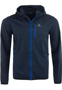 ZUMBA WEAR - Męska Kurtka Softshell Athl. DPT Agar Navy - Odporny na Wiatr i Oddychający. Kolor: niebieski. Materiał: softshell. Sport: turystyka piesza