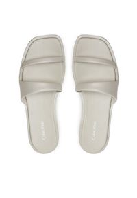 Calvin Klein Klapki Flat Slide Lth HW0HW02071 Beżowy. Kolor: beżowy. Materiał: skóra