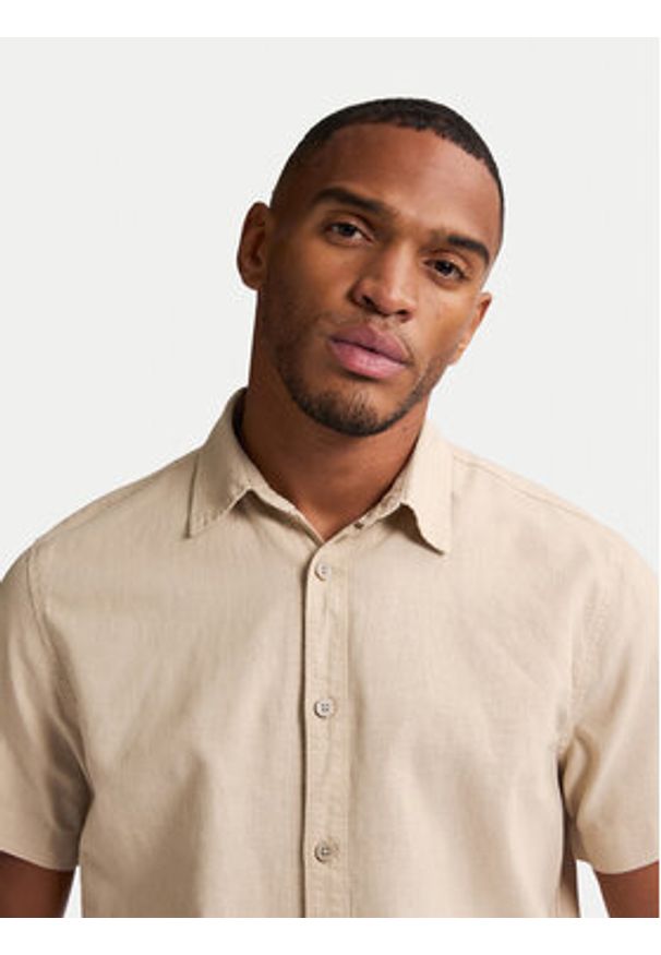 Petrol Industries Koszula M-1050-SIS414 Beżowy Regular Fit. Kolor: beżowy. Materiał: bawełna
