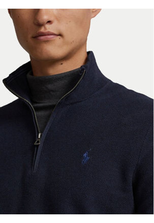 Polo Ralph Lauren Sweter 710932304001 Granatowy Regular Fit. Typ kołnierza: polo. Kolor: niebieski. Materiał: bawełna