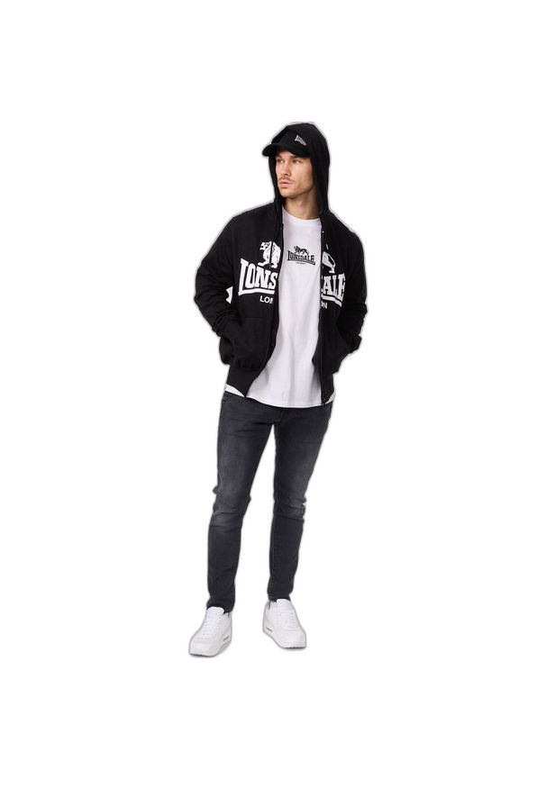 Bluza z kapturem i zamkiem błyskawicznym Lonsdale Krafty. Typ kołnierza: kaptur. Kolor: czarny. Materiał: bawełna. Sezon: zima