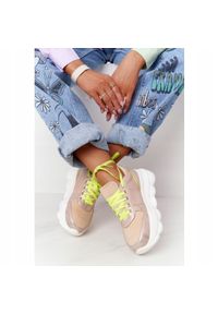 Damskie Sportowe Buty Na Platformie Lu Boo Beżowe beżowy wielokolorowe. Kolor: beżowy, wielokolorowy. Obcas: na platformie #2