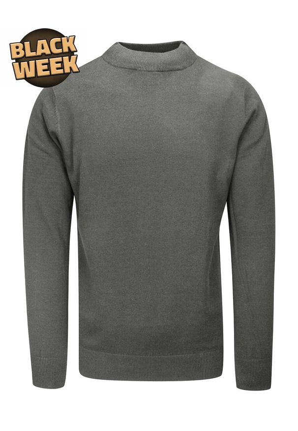 Półgolf Szary, Elegancki. Prosty Krój, Klasyczny, Męski -Brave Soul. Kolor: szary. Materiał: akryl, bawełna. Sezon: zima, jesień. Styl: elegancki, klasyczny