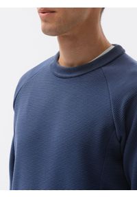 Ombre Clothing - Bluza męska bez kaptura B1156 - ciemnoniebieska - S. Typ kołnierza: bez kaptura. Kolor: niebieski. Materiał: bawełna, dresówka, dzianina, jeans, poliester #2