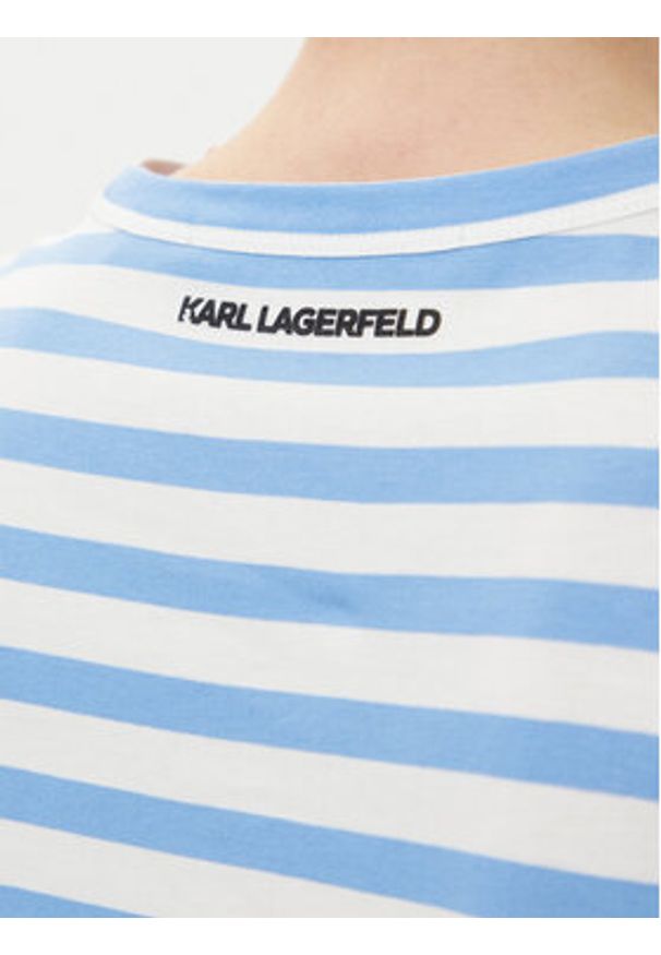 Karl Lagerfeld - KARL LAGERFELD T-Shirt A1W17099 Niebieski Regular Fit. Typ kołnierza: dekolt w karo. Kolor: niebieski. Materiał: bawełna