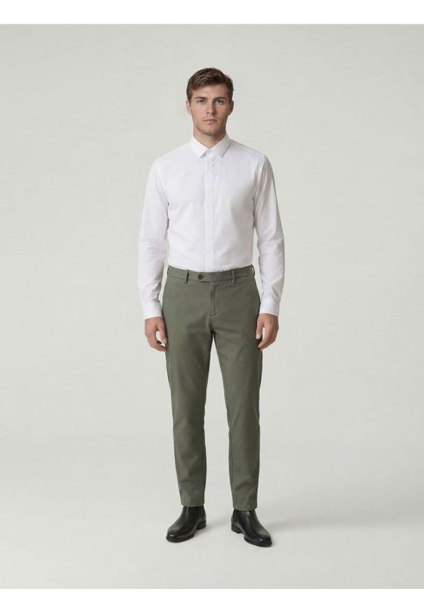 Reserved - Spodnie chino slim fit - jasny zielony. Kolor: zielony. Materiał: wiskoza, tkanina