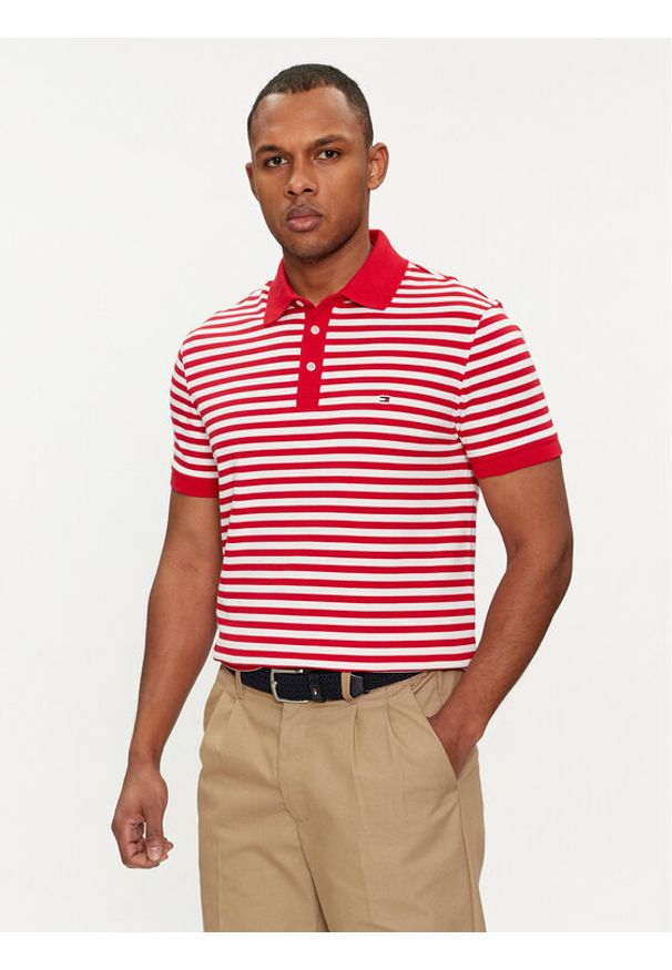 TOMMY HILFIGER - Tommy Hilfiger Polo 1985 MW0MW17771 Czerwony Slim Fit. Typ kołnierza: polo. Kolor: czerwony. Materiał: bawełna