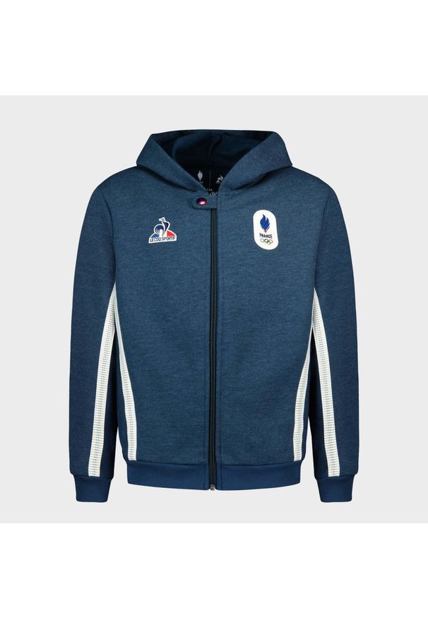 Dziecięca bluza z kapturem zapinana na zamek Le Coq Sportif EFRO Paris 2024 N°1. Typ kołnierza: kaptur. Kolor: niebieski