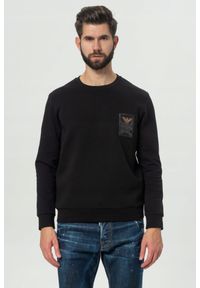 Emporio Armani - EMPORIO ARMANI Czarna męska bluza z logo, Rozmiar M. Kolor: wielokolorowy. Materiał: materiał. Wzór: nadruk